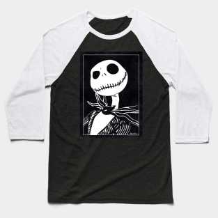 JACK SKELLINGTON - The Nightmare Before Christmas (Black and White) Baseball T-Shirt